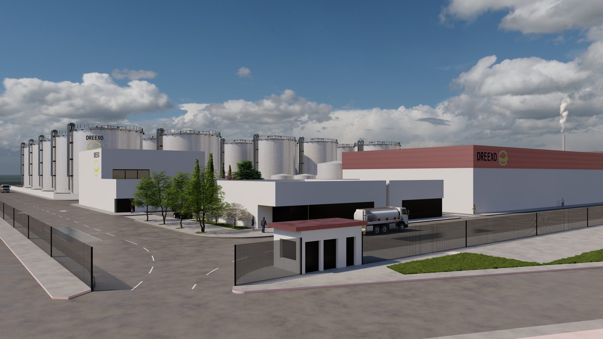 Architectural render of the Dreexo Energy facility, Port of Cádiz Free Zone